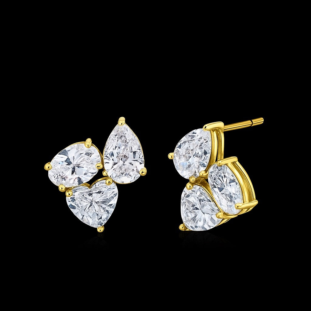 White heart oorbellen